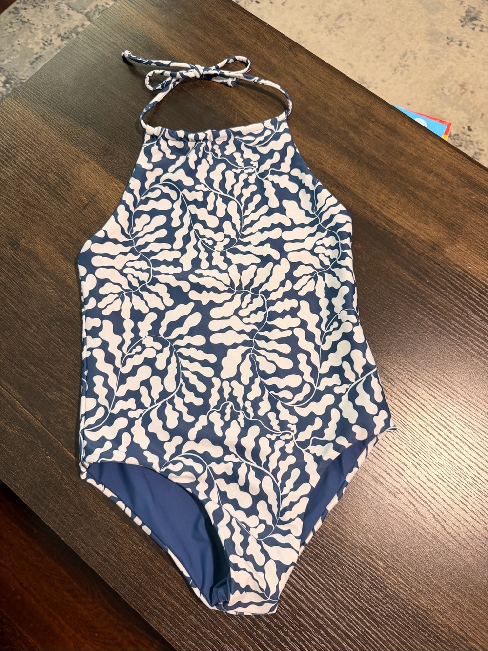 Feather 4 Arrow Girls' Blue & White Halter One-Piece Swimsuit